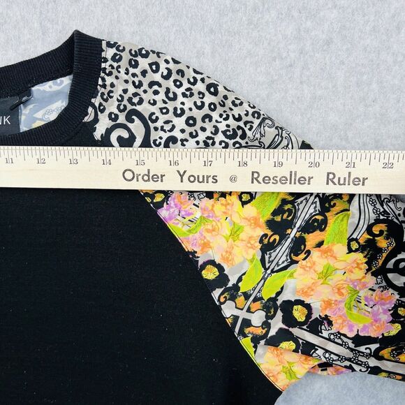 MINKPINK Womens M Black Crewneck Pullover Printed Sleeve Sweatshirt Trendy Top - Picture 8 of 15